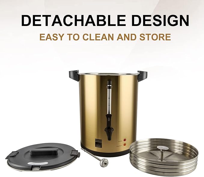 Commercial Coffee Urn, 16L Double Wall Stainless Steel Large Percolate Coffee Maker Electric Hot Water Urn Dispenser for Parties Office Catering Events 68-cup