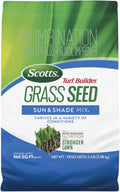 Scotts Turf Builder Grass Seed Sun & Shade Mix with Fertilizer and Soil Improver, Thrives in Many Conditions, 2.4 lbs.