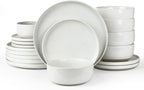 Famiware Milkyway Plates and Bowls Set, 18 Pieces Dinnerware Sets, Dishes Set for 6, White