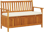 Gecheer Storage Bench Rustic Solid Acacia Wood 120x63x84 cm for Garden Outdoor Patio