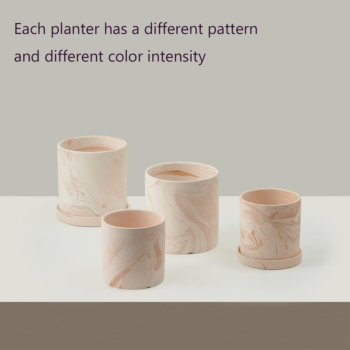 4 inch Plant Pot - Terra Cotta Flower Planters Indoor - Modern Succulents Containers with Drain Hole & Saucer, Decorate Home, Office (Pink)