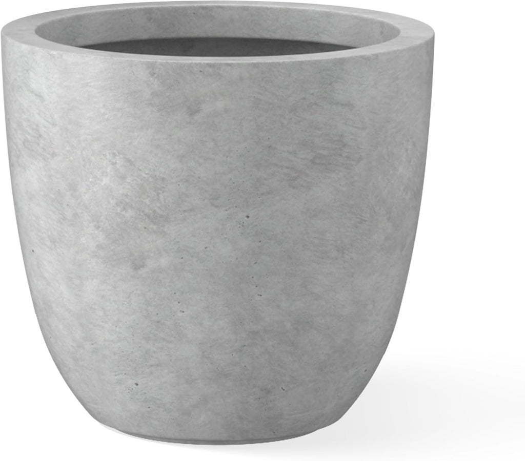 Kante 18 Inch Dia Round Concrete Planter, Indoor Outdoor Large Plant Pot with Drainage Hole and Rubber Plug for Home Patio Garden, Natural Concrete