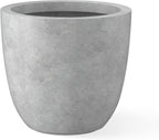 Kante 18 Inch Dia Round Concrete Planter, Indoor Outdoor Large Plant Pot with Drainage Hole and Rubber Plug for Home Patio Garden, Natural Concrete
