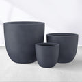 Kante 18",14",10" Dia Concrete Round Planters (Set of 3), Outdoor Indoor Large Planter Pots with Drainage Hole and Rubber Plug for Home Patio Garden, Dark Gray