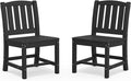 SERWALL Outdoor Dining Chairs Set of 2, All-Weather HDPE Patio Armless Chairs, Black
