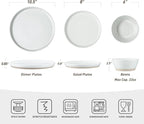 Famiware Saturn Speckled Dinnerware Sets for 8 (24 Pieces), Stoneware Plates and Bowls Dish Set - Chip and Scratch Resistant, Microwave and Dishwasher Safe, White