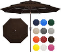 JEAREY 9FT 3 Tier Patio Umbrella Outdoor Market Umbrella Table Umbrellas with 8 Ribs 1.5 Pole Push Button Tilt and Crank UV Protection for Garden,Brown