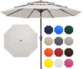 JEAREY 9FT 3 Tier Patio Umbrella Outdoor Market Umbrella Table Umbrellas with 8 Ribs 1.5 Pole Push Button Tilt and Crank UV Protection for Garden,Off-white