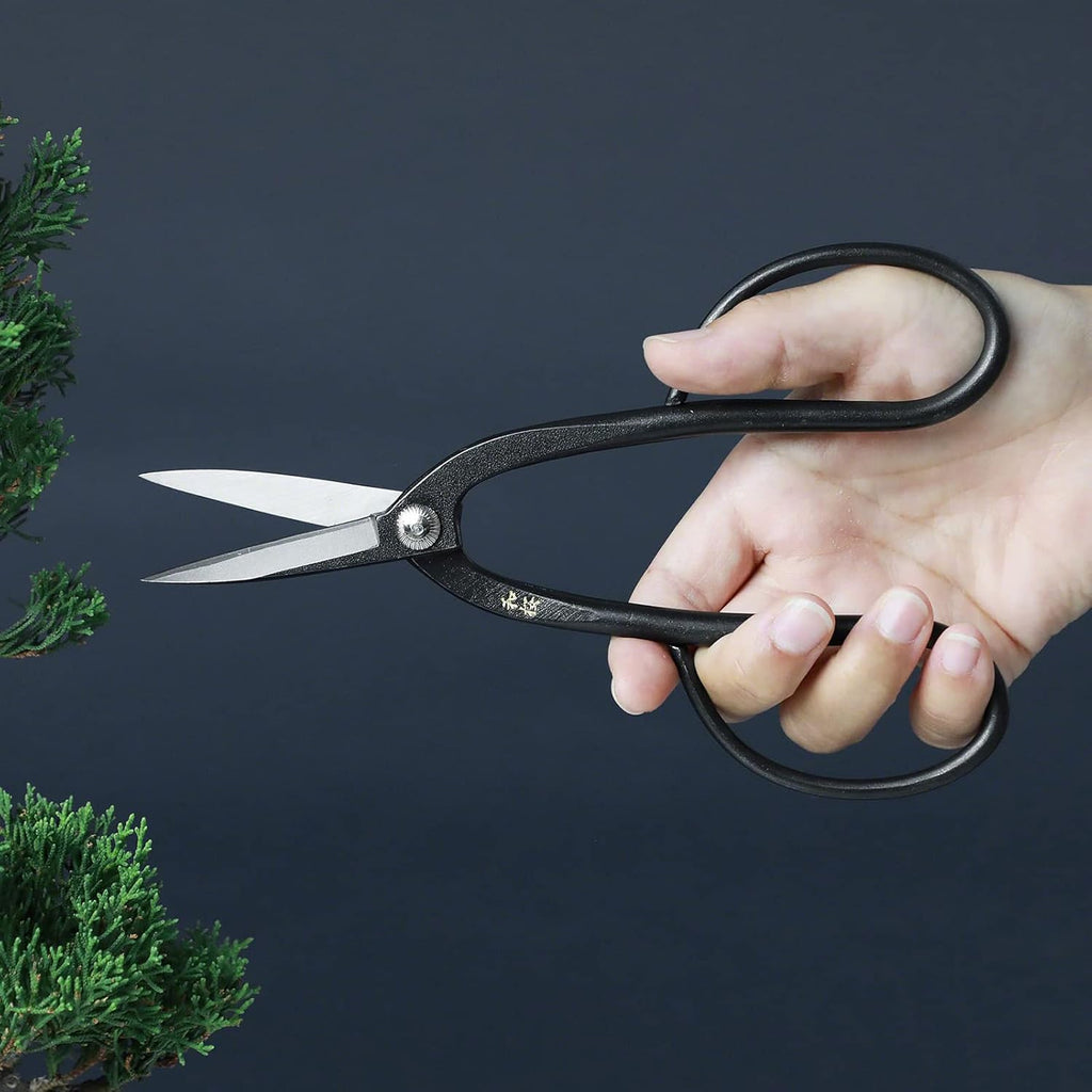 Wazakura Yasugi Steel Made in Japan Ashinaga Bonsai Scissors 8.2 in (210 mm), Bonsai Tree Pruning Shears, Japanese Gardening Tools