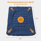 MATBEBY Full Size Mattress Pad - Cooling Breathable Mattress Topper, Quilted Fitted Mattress Protector, Pillow Top Mattress Cover with 8-21" Deep Pocket, Machine Washable, Navy Blue, 54x75 Inches