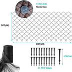 Koi Pond Netting for Leaves 20x20 Ft, 1/2 in Strong Woven Fine Mesh Pond Leaf Net Cover, Protecting Koi Fish from Herons, Raccoons, Birds, Cats & Predators, 21 Pcs Stakes Included