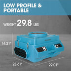HEPA Air Scrubber with GFCI Outlets for Daisy Chain | 1/4 HP, 675 CFM, 2.2A | Water Damage Restoration, Grow Rooms | PA-600-HAS | Blue