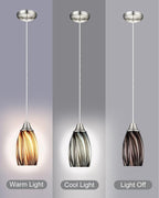 Mini Pendant Lights Kitchen Island,Blown Art Glass Pendant Light Fixtures with Brush Nickel Finish Coffee Brown Hanging Lamp Shade for Kitchen Over Sink,Hallway,Bathroom Dining Room