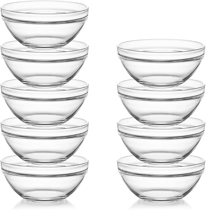 Sweejar 4 inch Small Glass Bowls Set, 7 oz Prep Bowls for Cooking, Small Bowls for Kitchen, Dessert Bowls for Ice Cream, 9 pack