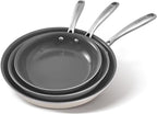 Cookware Set Nonstick Frying Pans, 8,9.5,11 inches Ceramic Non Stick Skillets, Egg Fry Pans for Cooking,PTFE,PFOA,PFAs Free,Oven&Dishwasher Safe,Ash Grey