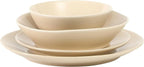 Bloomhouse Montecito Breeze 16 Piece (Service for 4) Double Plates and Bowls Stoneware Reactive Glaze Dinnerware Set - Marble Dawn Cream