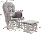 5Pcs Velvet Glider Rocker Replacement Cushions Set with Side Storage Pockets Washable & Non Slip Beige