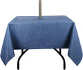 Outdoor Tablecloth Wrinkle-Free Stain Resistant Waterproof Polyester Fabric Table Cover with Umbrella Hole for Picnic/Party/Dinner/Patio Garden(60×60inch Square,Zippered,Denim Blue)