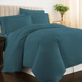 Pizuna Pure 100% Cotton Queen Duvet Cover Set, Luxurious 400 Thread Count Long Staple Cotton Sateen Weave with Button Closure (Combed Peacock Blue Cotton Duvet Cover Queen)