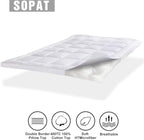 SOPAT Extra Thick Mattress Topper Full 400TC Cotton Pillow Top Breathable Mattress Pad Protector with 8-22" Deep Pocket Soft Down Alternative Fill Mattress Cover (54x75 Inches, White)