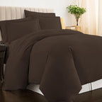 Pizuna Pure 100% Cotton Full Duvet Cover Set, Luxurious 400 Thread Count Long Staple Cotton Sateen Weave with Button Closure (Combed Dark Brown Cotton Duvet Cover Full)