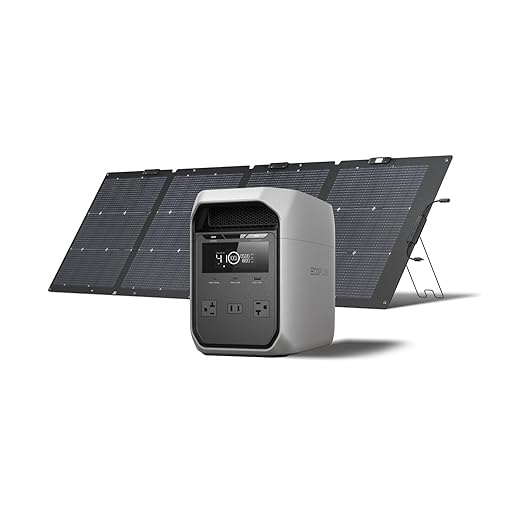 EF ECOFLOW Solar Generator DELTA 3 Classic with 220W Solar Panel, 1024Wh LiFePO4 Battery Portable Power Station, 1800W AC/100W USB-C Output (3600W Surge), 1 Hr Fast Charge for Home, Camping, RV