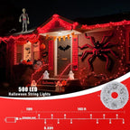 QITONG 165ft 500 LED Red Halloween Lights Outdoor Waterproof, Clear Wire String Lights Plug in, 8 Modes Christmas Light Indoor