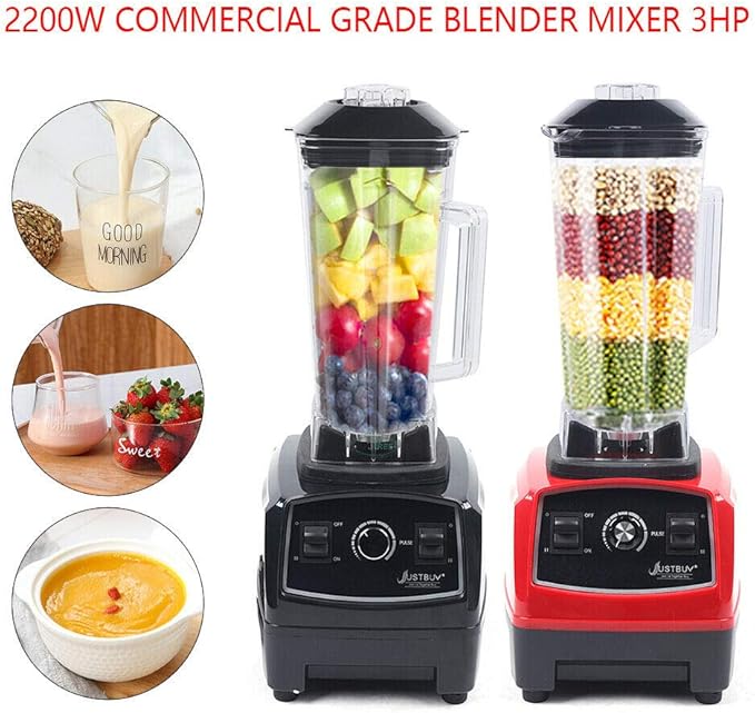 2L 2200W Professional Countertop Blender Heavy Duty Household Grade Blender Mixer with Food Grade ABS Stirring Rod for Milkshakes and Ice Cream (black)