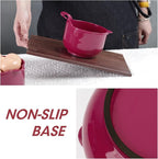 BoxedHome 4 Pack Nesting Mixing Bowl Set with Pour Spout and Handle, Non-Slip Bottom, BPA free Microwave & Dishwasher Safe(Deep Carmine)