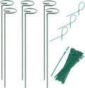 Plant Stake Support - 6 Pack, Garden Single Stem Support Stake Plant Cage Support Rings, Single Stem Plant Support Stakes, Plant Twist Ties, for Flowers Amaryllis Tomatoes Peony Lily Rose (15.9 inch)