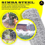 Chicken Wire 12 in x 25 FT x 2” Mesh x 20GA | Poultry Wire Netting | Hot Dipped Galvanised | Hexagonal Galvanized Mesh for Chicken Coop, Rabbit Cage, Fence Barrier PM12x25x2