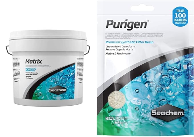 Seachem Matrix Bio Media and Purigen Organic Filtration Resin for Aquariums