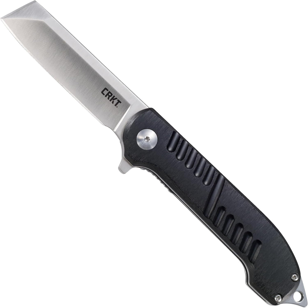 CRKT Razel GT Assisted Folding Pocket Knife: Everyday Carry, Stainless Steel Cleaver Blade with Satin Finish, Liner Lock, Black Aluminum Handle, Lanyard Hole 4031 Multi One Size
