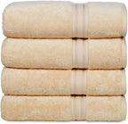 Casa Lino Set of 4 Luxury Linen Bath Towels Extra Large | 100% Soft Cotton 600 GSM Thick Absorbent Quick Dry Hotel Bathroom Towel for Home | 30"x60" | Linen