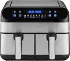 Panana XL 9.5 Quart 8 Preset Cooking Functions 2-Basket Air Fryer with 2 Frying Baskets, Match Cook & Smart Finish to Bake, Roast, Reheat, Broil, Dehydrate & More for Quick, Easy Meals