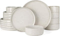 Famiware Nebula Plates and Bowls Sets, 18 Pieces Dinnerware Sets, Dishes Set for 6, Creamy White with Colorful Speckles