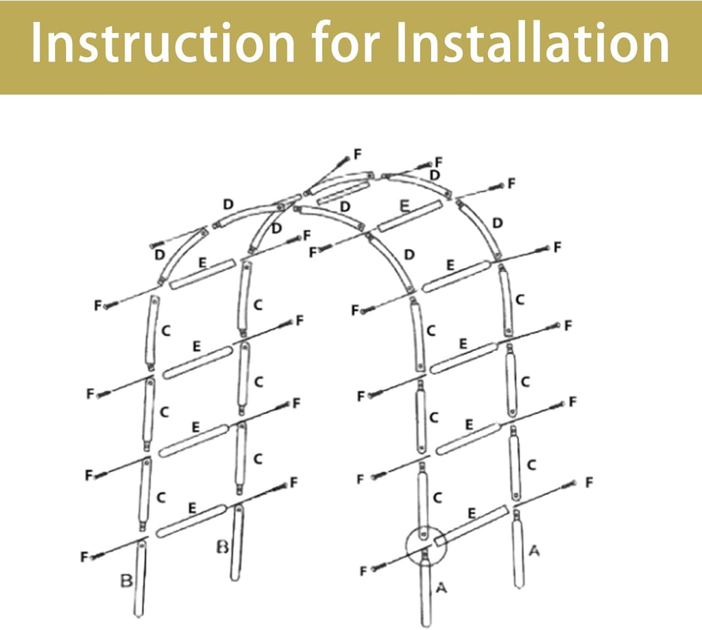 Adorox Metal Garden Arch Trellis for Climbing Plants 7.8ft Outdoor Arch Wedding Halloween Christmas Vine Trellis Pumpkin Archway Assemble Freely 2 Sizes White