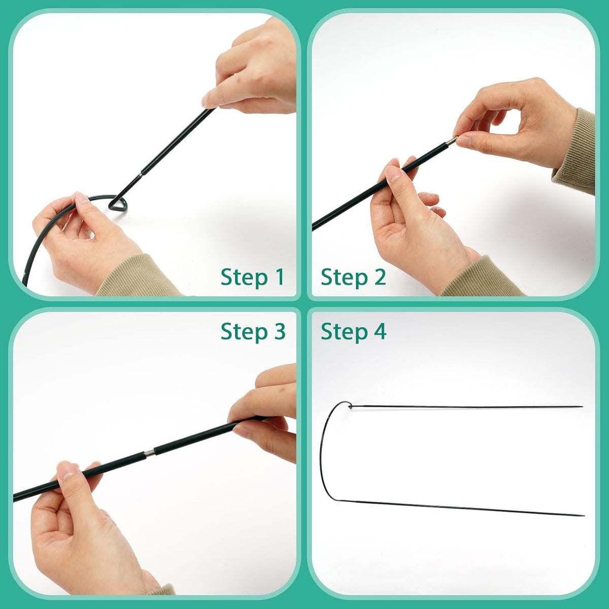 32 inch Plant Support Stakes, 10 Pack Half Round Metal Garden Plant Stake Heavy-Duty Plant Support Ring and Cage with Plant Clip & Twist Tie for Indoor and Outdoor Plants, Vegetable, Flowers