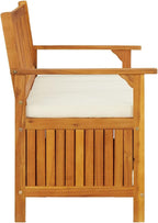 Gecheer Storage Bench Rustic Solid Acacia Wood 120x63x84 cm for Garden Outdoor Patio