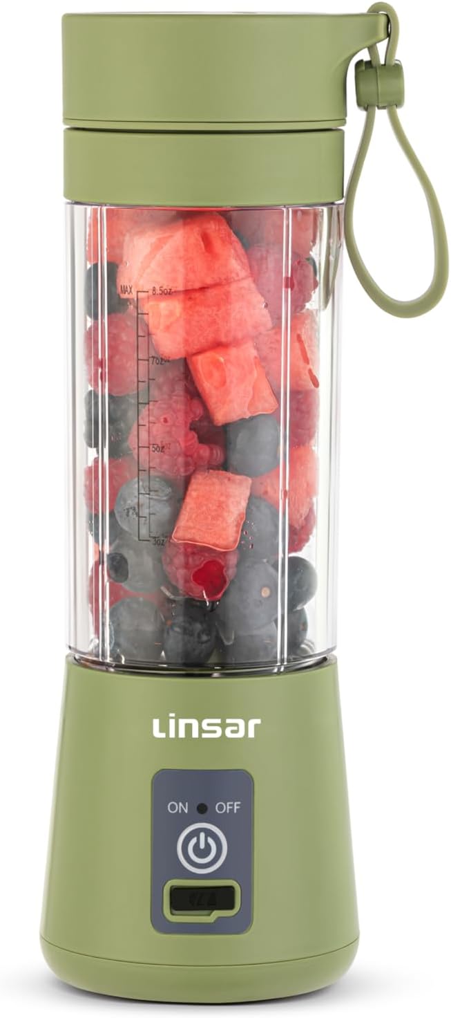 Portable Blender (Sage Green) for Shakes and Smoothies with Durable Stainless Steel Blades for Powerful Blending Performance, USB Rechargeable for Office, Gym, Kitchen and travel