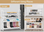 KEETDY 3-Tier Long Shoe Rack for Closet Metal Shoe Organizer for Entryway, Wide Stackable Shoe Storage Shelf with Sturdy Wire Grid for Closet Floor, Bedroom, White