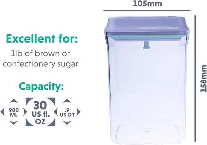 BopTop (1pc - 900ml) Airtight Food Storage Container – Mechanical Silicone Seal Canister - BPA-Free - 0.9Qt