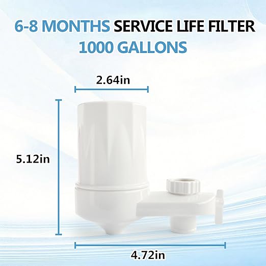 Faucet Mount Water Filter for Sink Faucet Tap Water Filter for Kitchen Sink 4-Stage Advanced Filtration Reduces Chlorine Heavy Metals Easy Install Compatible with Standard Faucets 1 Pack (White)