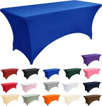 6-Pack 6ft Spandex Table Covers for Rectangle Standard Folding Tables - Wrinkle Resistant Stretch Tablecloths - Ultimate Fitted Table Protector for Parties, Trade Shows, Wedding
