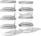 16-Piece Glass Food Storage Containers Set (8 Containers + 8 BPA-Free Lids) | 7-Ounce, Leakproof | Microwave, Freezer, Oven & Dishwasher Safe | Ideal for Meal Prep & Pantry Organization