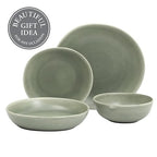 Gibson Elite Zion Mist 16 Piece Stoneware Reactive Glaze (Service for 4) Ceramic Plates and Bowls Modern Organic Dinnerware Set - Green