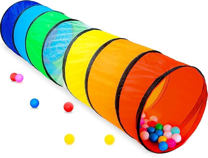 Kids Play Tunnel Tent for Toddlers, Colorful Pop Up Crawl Tunnel Toy for Baby or Pet, Collapsible Gift for Boy and Girl Play Tunnel Indoor and Outdoor Game Rainbow