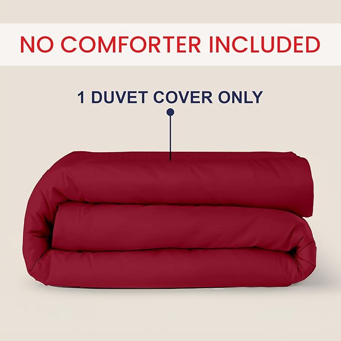 Kotton Culture 1 Pc Queen Size Duvet Cover Only -100% Egyptian Cotton Sateen 600 TC Ultra Soft Premium Durable Comforter Cover Zipper Closure & Corner Ties (Red Burgundy, Queen/Full 90" X 90")
