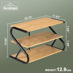 Bamboo Shoe Rack, Z-Frame Wooden 3-Tier Shelf with Durable Metal Shelves, Shoe Organizer for High Heels, Hallway, Living Room, Closet, Bedroom (Natural)