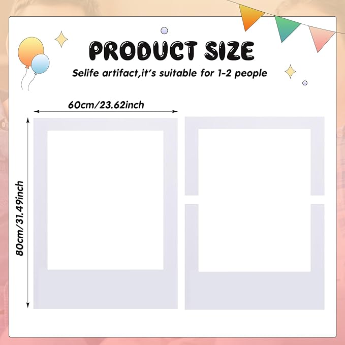32 x 24 Inch Large Blank DIY Photo Booth Props Picture Frame Party Frame DIY Photo Booth Props Selfie for Birthday, Graduation, Christmas Holiday Party (White,Vertical)